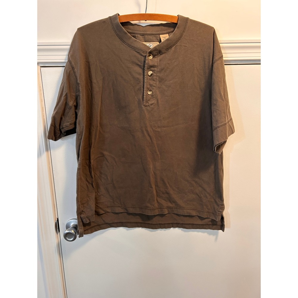 RedHead Mens Brown Short Sleeve Henley Shirt 100% Cotton Size Medium